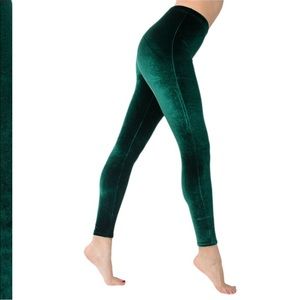 American Apparel green velvet leggings